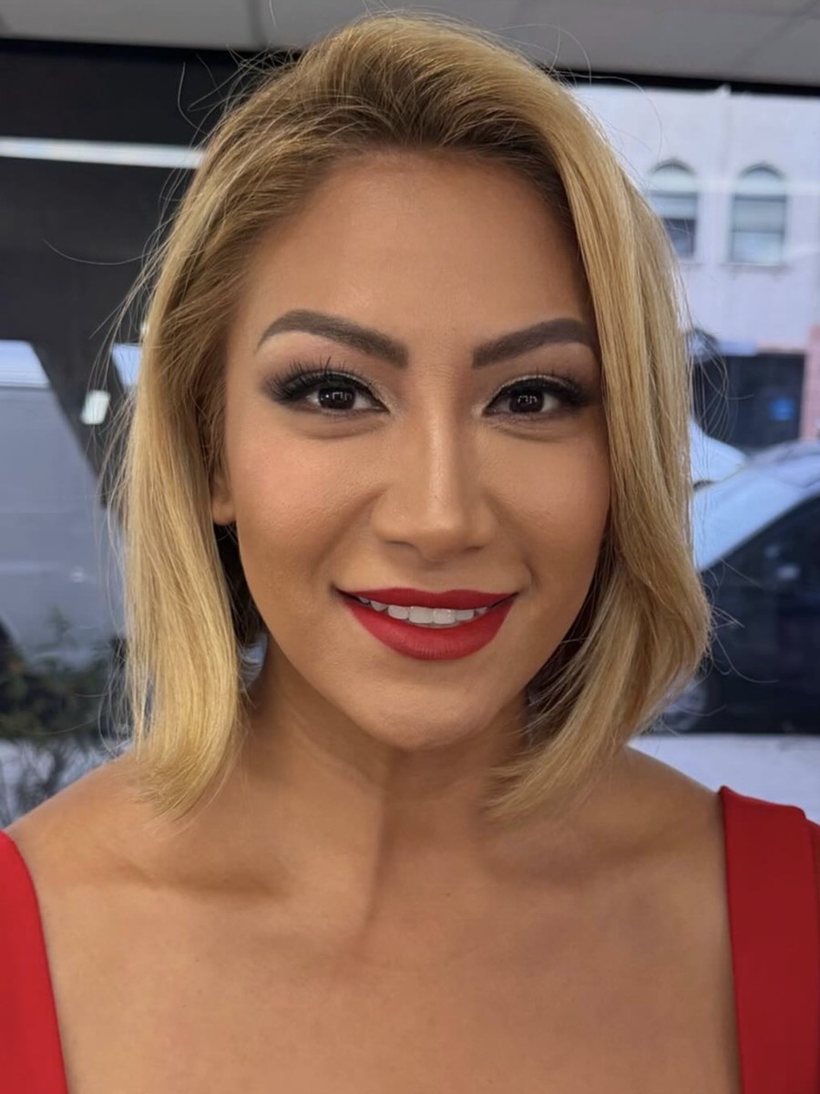 Classic red-lip makeup look by Just Mel